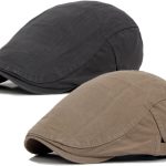 Qossi 2 Pack Newsboy Hats for Men Flat Cap Cotton Adjustable Breathable Irish Cabbie Ivy Driving Hunting Hat